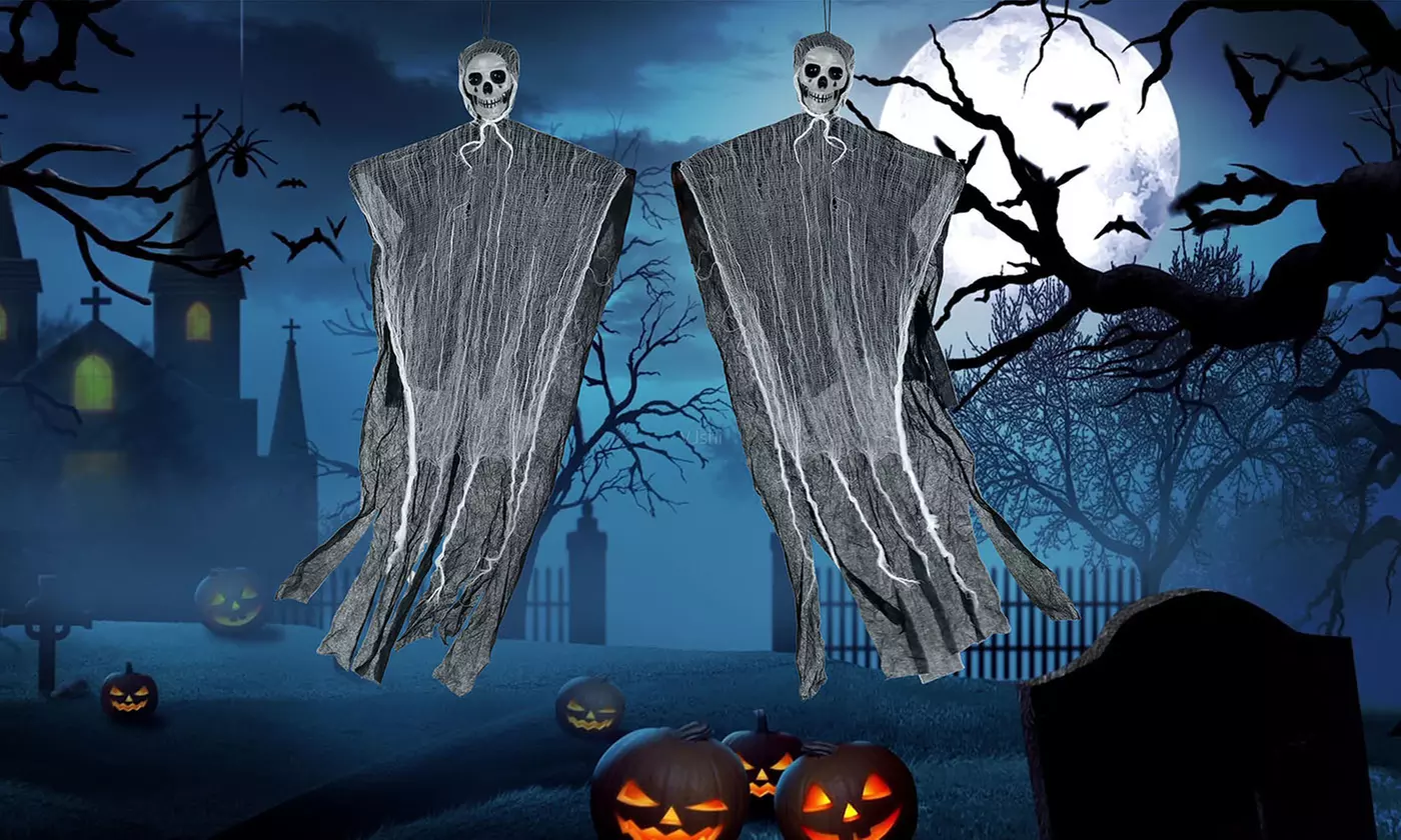 Halloween Outdoor Yard Décor, Hanging Scary Skull Face, Ghost, or Fake Corpse
