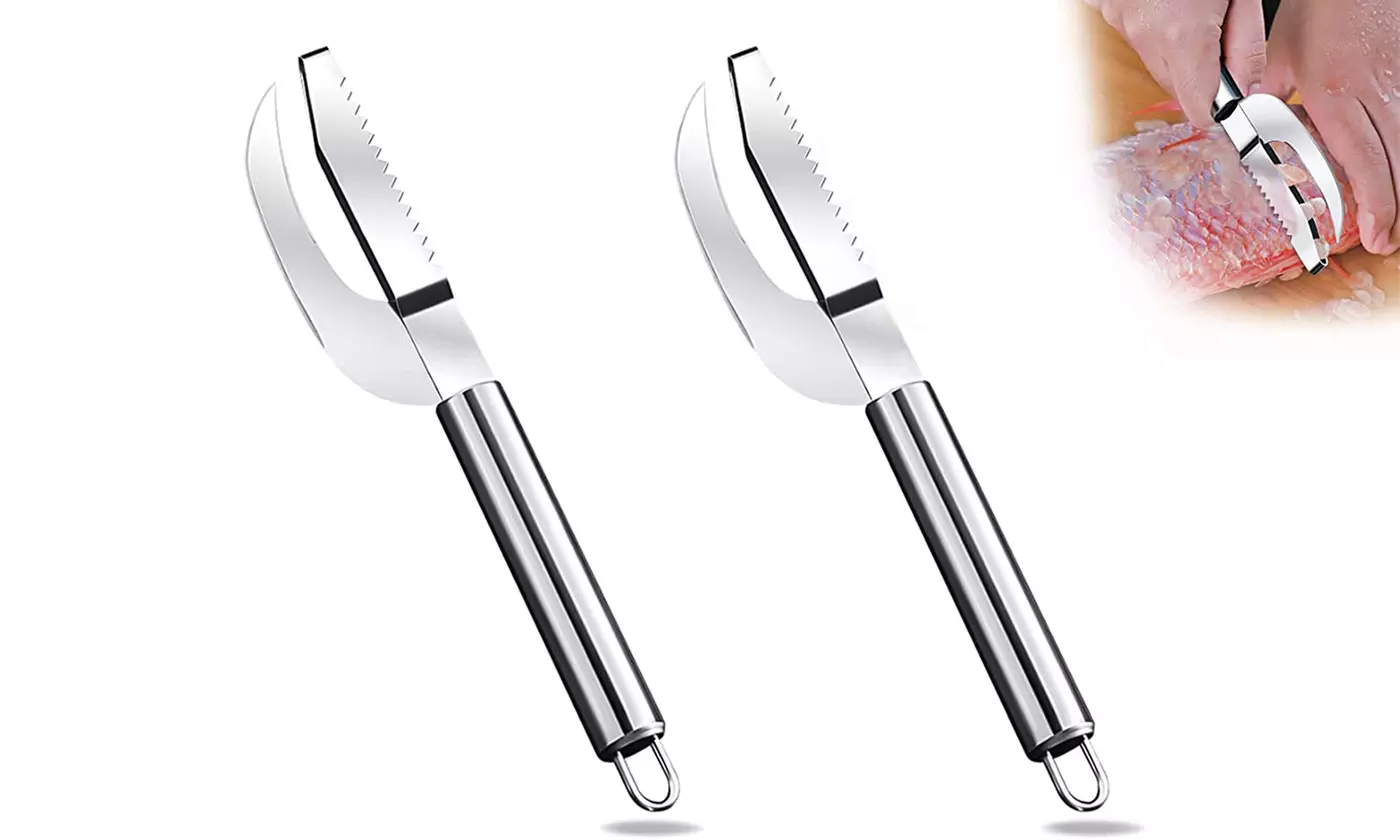 2Pcs 3-in-1 Fish Scale Knife Cut Scrape Dig for Chef and Kitchen Cooking - Primary Image