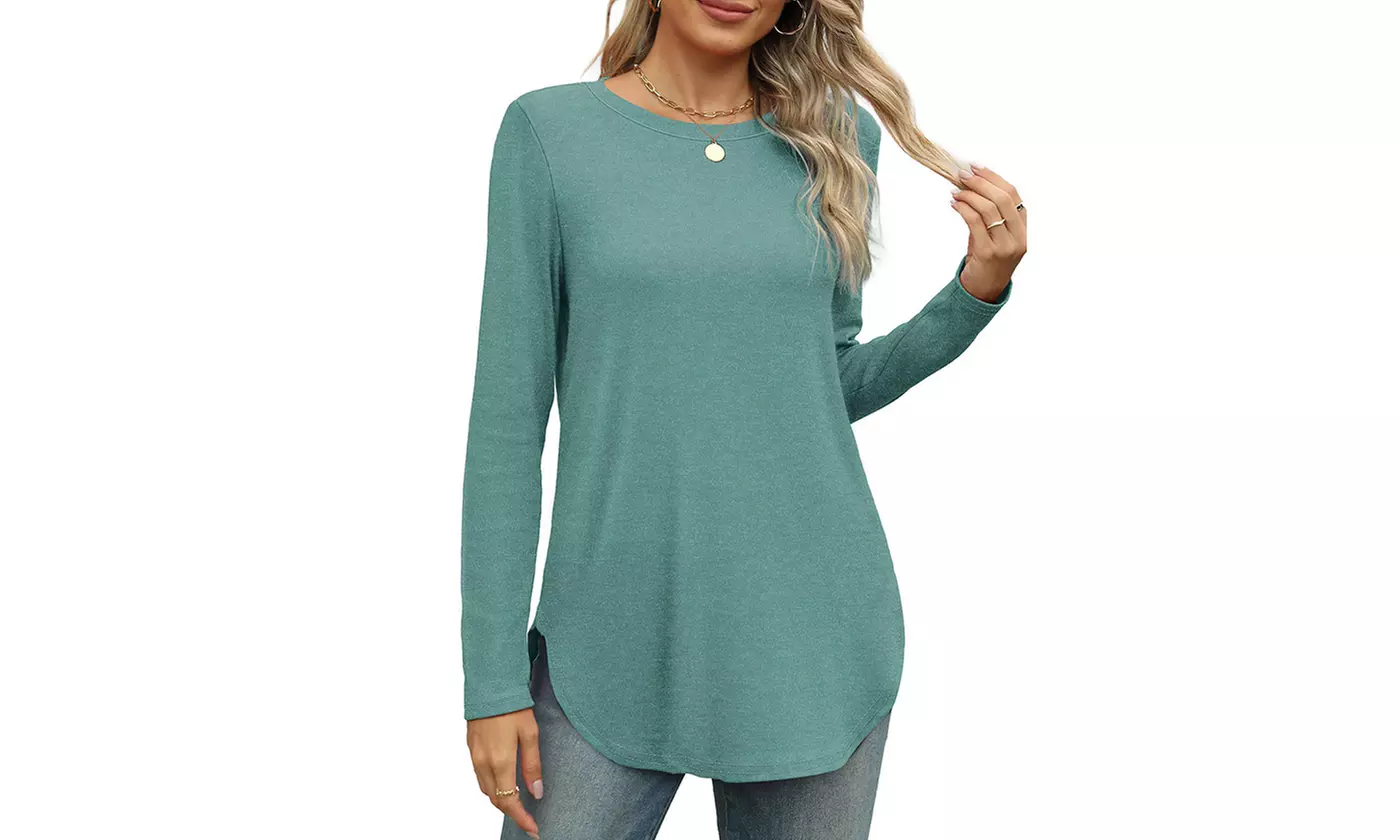 Bohuma Long Sleeve Round Hem Tunic Top