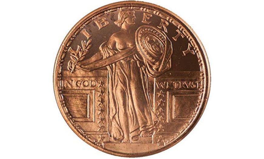 Image 2: Pack Of 5 Standing Liberty Copper Coin 1oz prepper bug out bags doomsday Trade