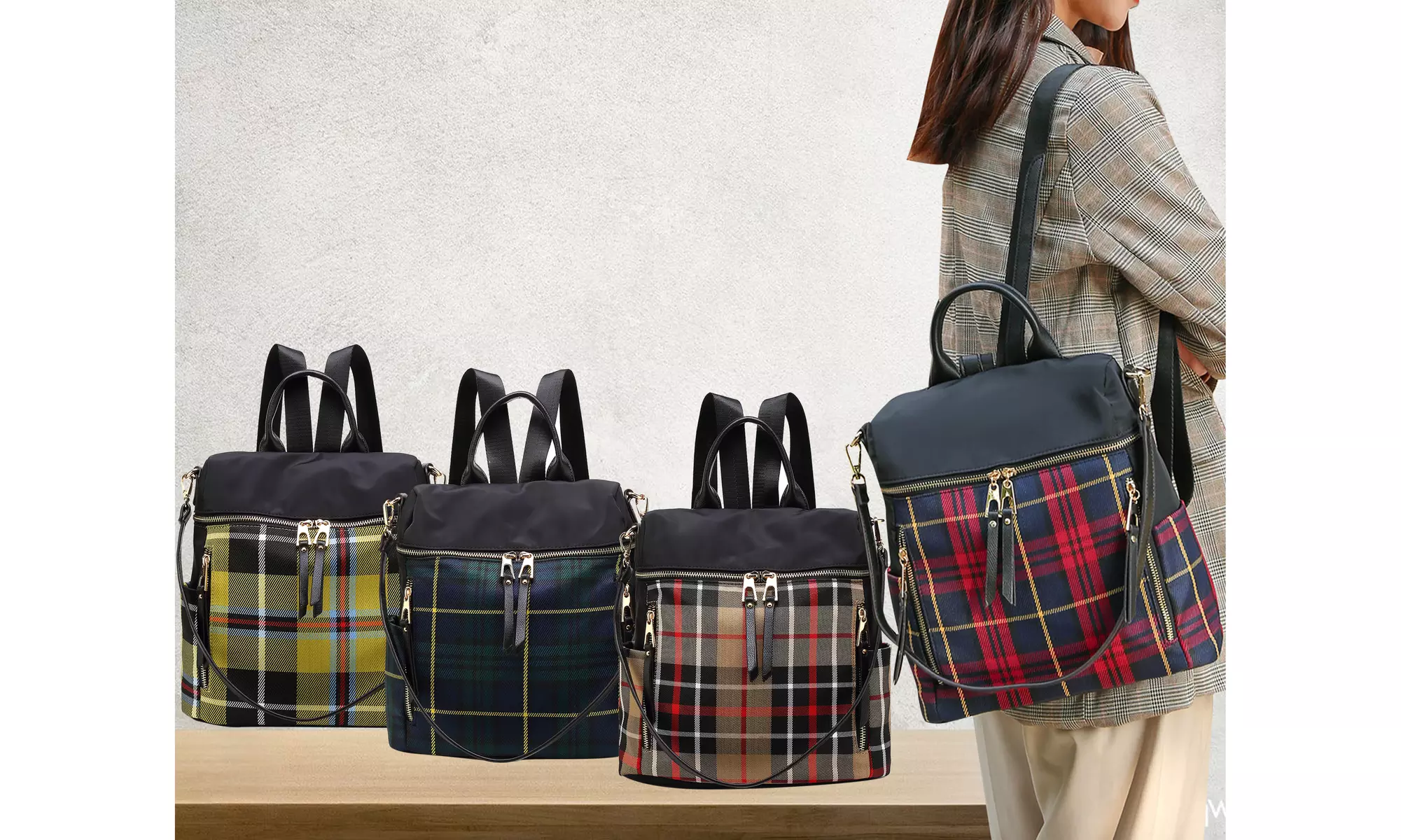 MKF Collection Nishi Plaid Women's Backpack by Mia K - Primary Image