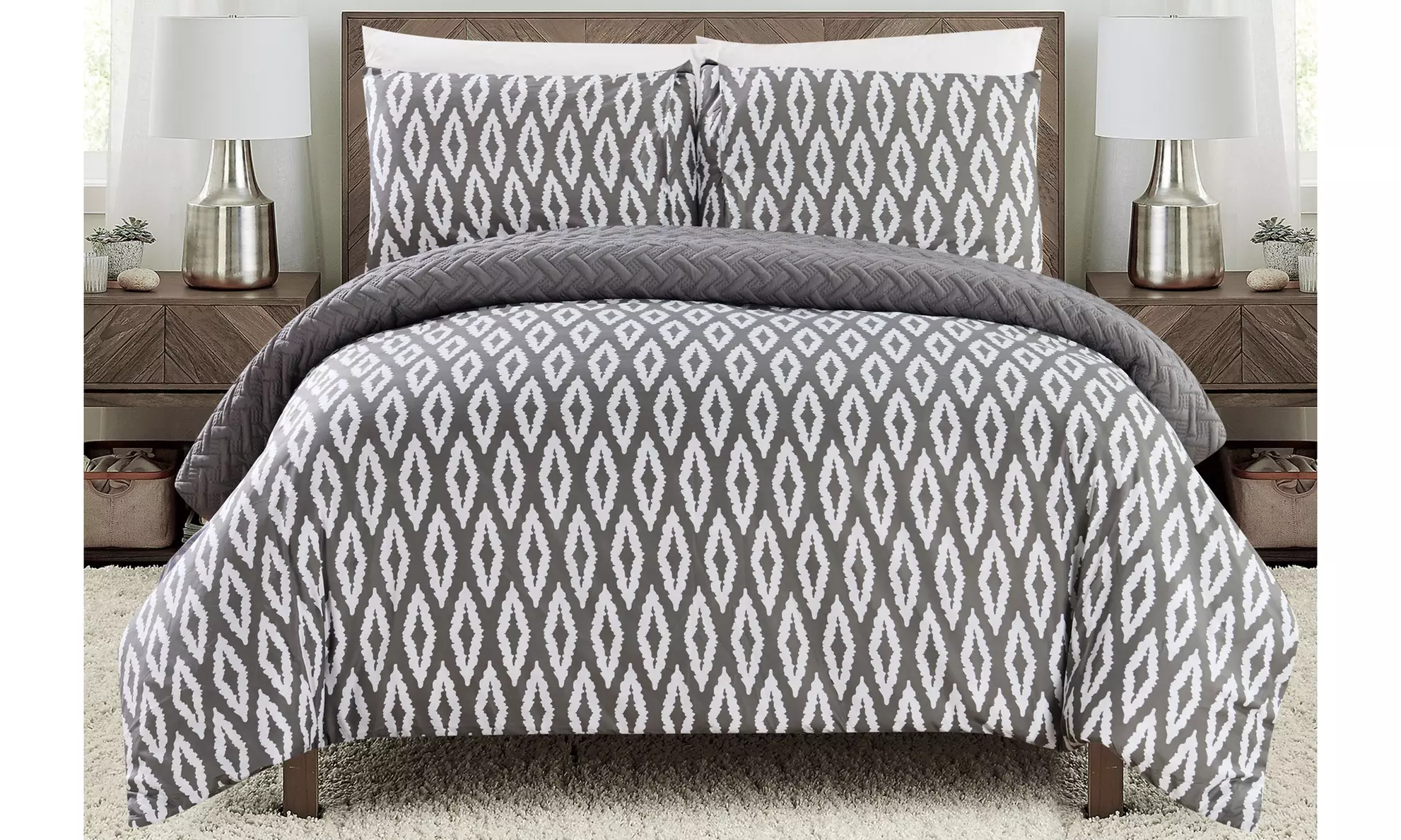  Alena Reversible Comforter Set 2 or 3 Piece Embossed - Second Medium