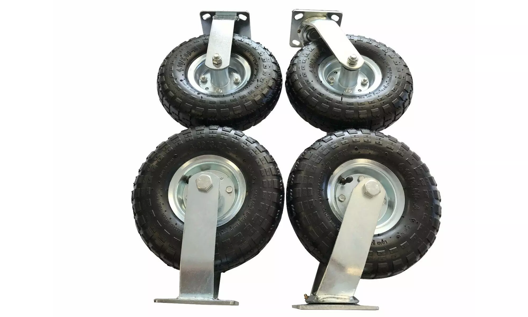 4PC 10'' AIR TIRE PNEUMATIC 2 RIGID WHEELS & 2 SWIVEL CASTERS CART FARM CASTER - Primary Image