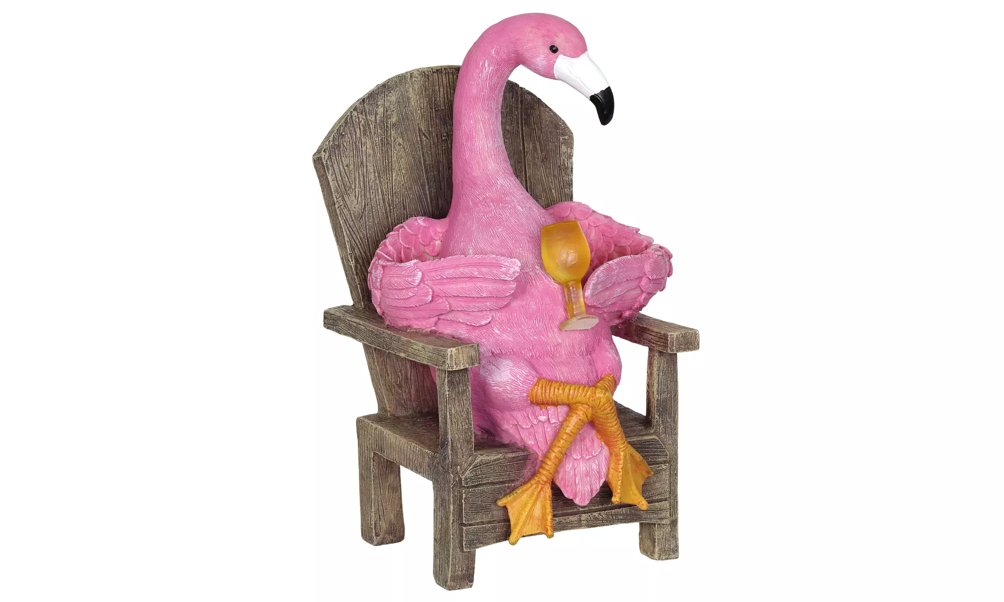 Exhart Solar Flamingo with a LED Cocktail in a Lounge Chair Garden Statue - Primary Image