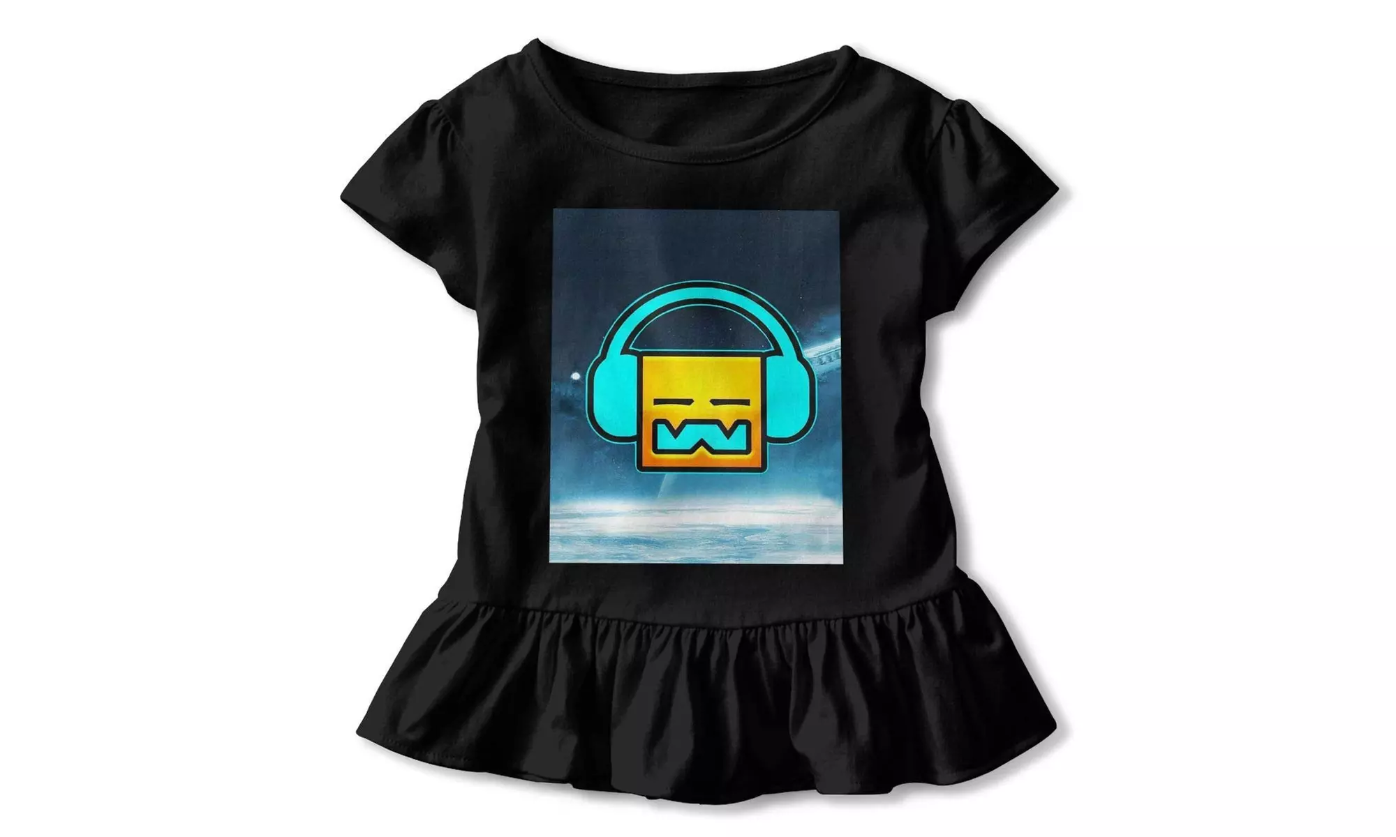 Kid T Shirt Geometry Dash Robtop Games 3D Tee Baseball Ruffle Short Sleeve - Second Medium