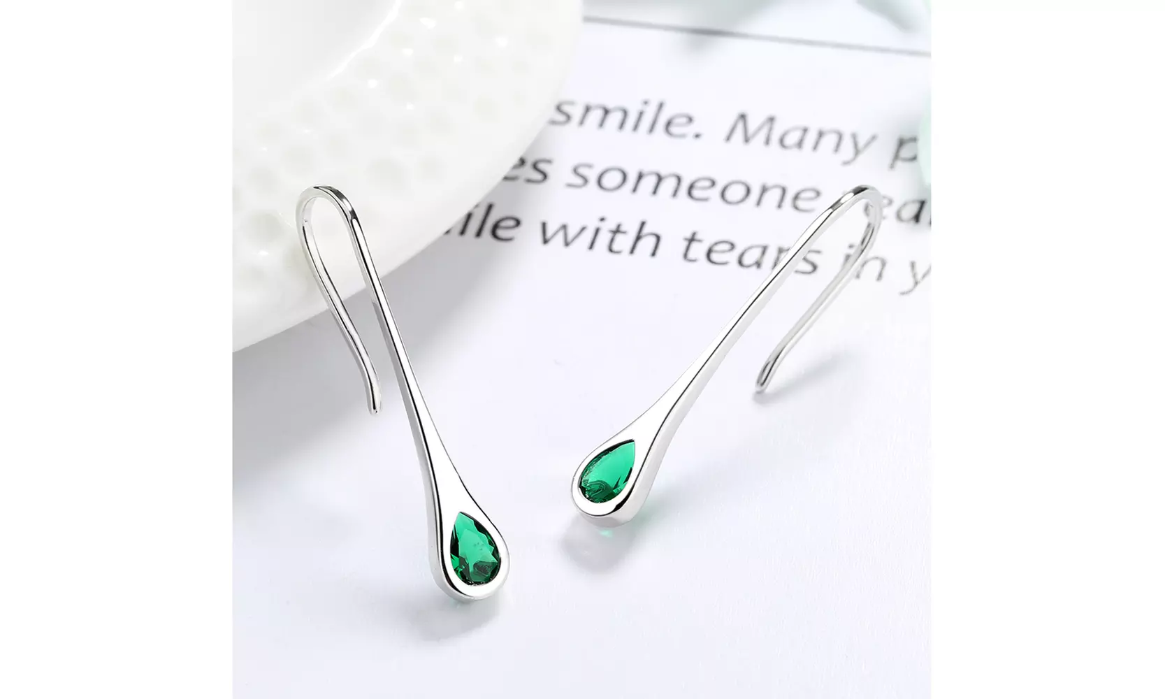 18K White Gold Plated Pull-through Earrings with crystals from Swarovski