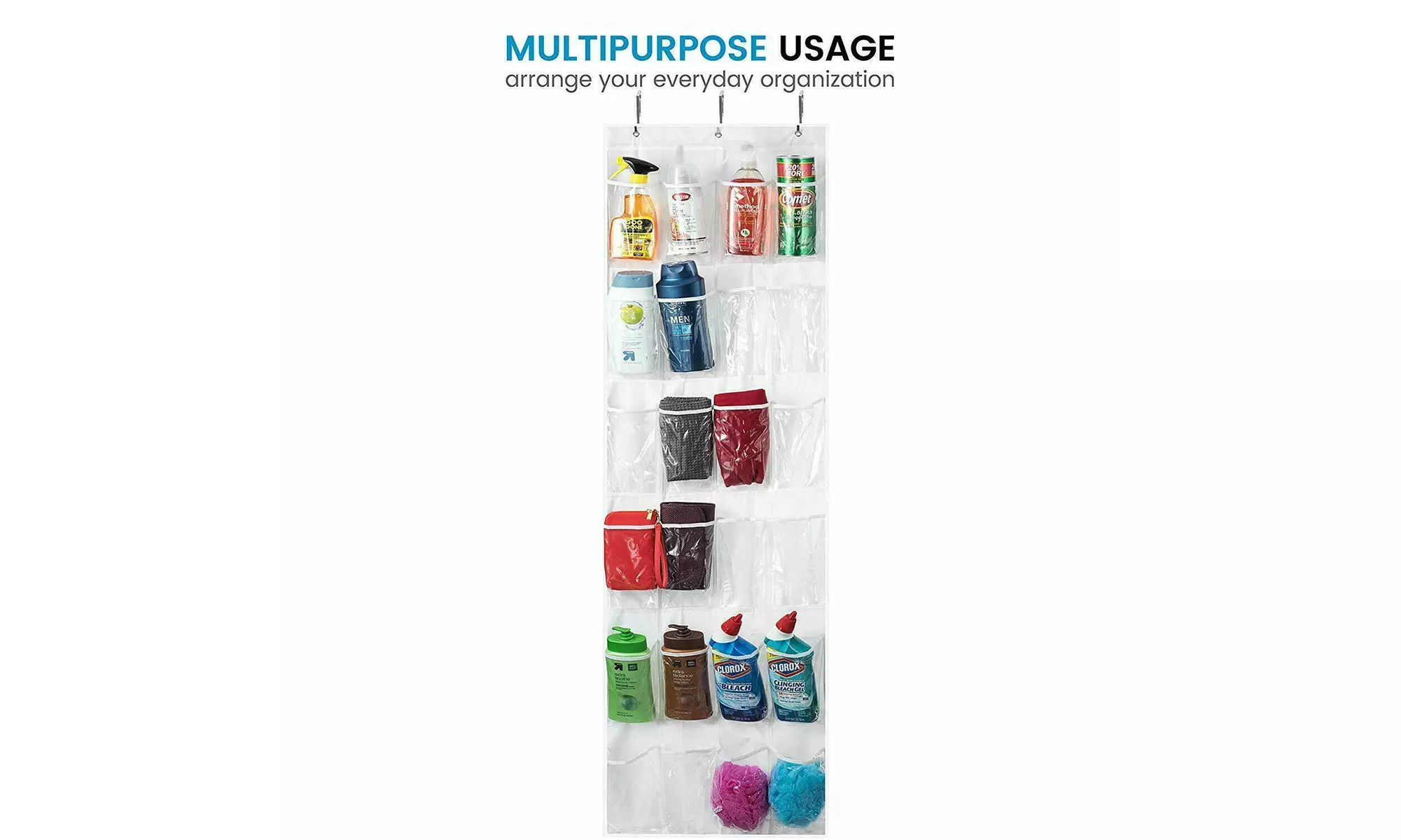 1-2 Pack 24 Wide Pockets Over the Door Shoe Organizer Hanging Shoe Holder
