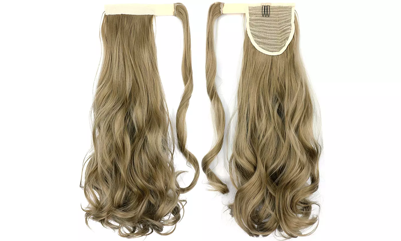 Women Long Curly Wavy Wrap Around Ponytail Extension Synthetic Hair Piece Clip