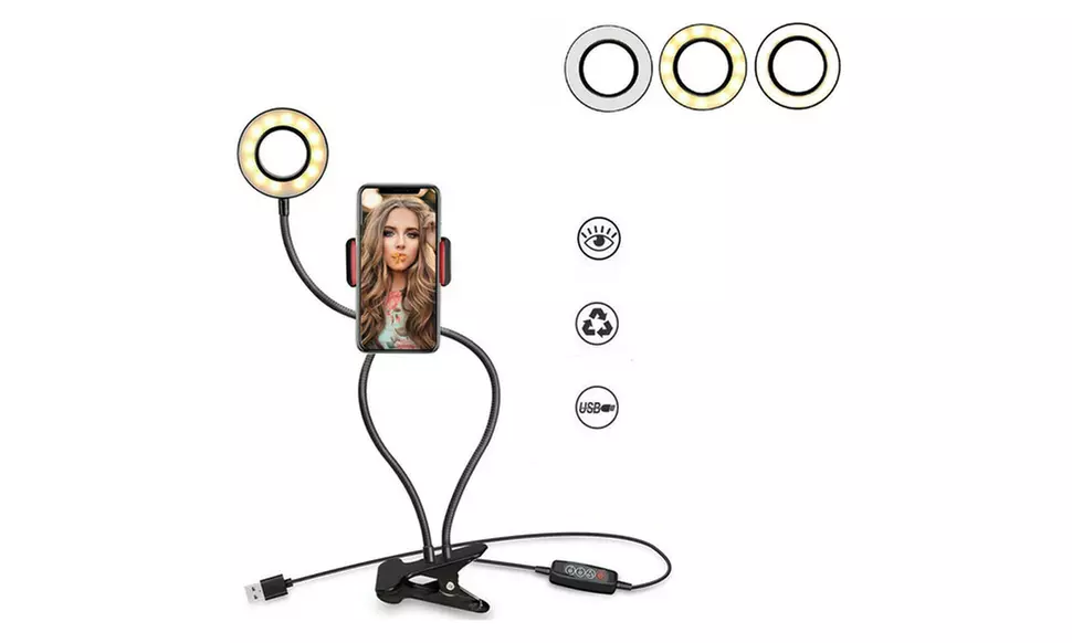 LED Ring Light Stand with Stand Phone Holder For Video Live Stream Selfie Makeup - Primary Image