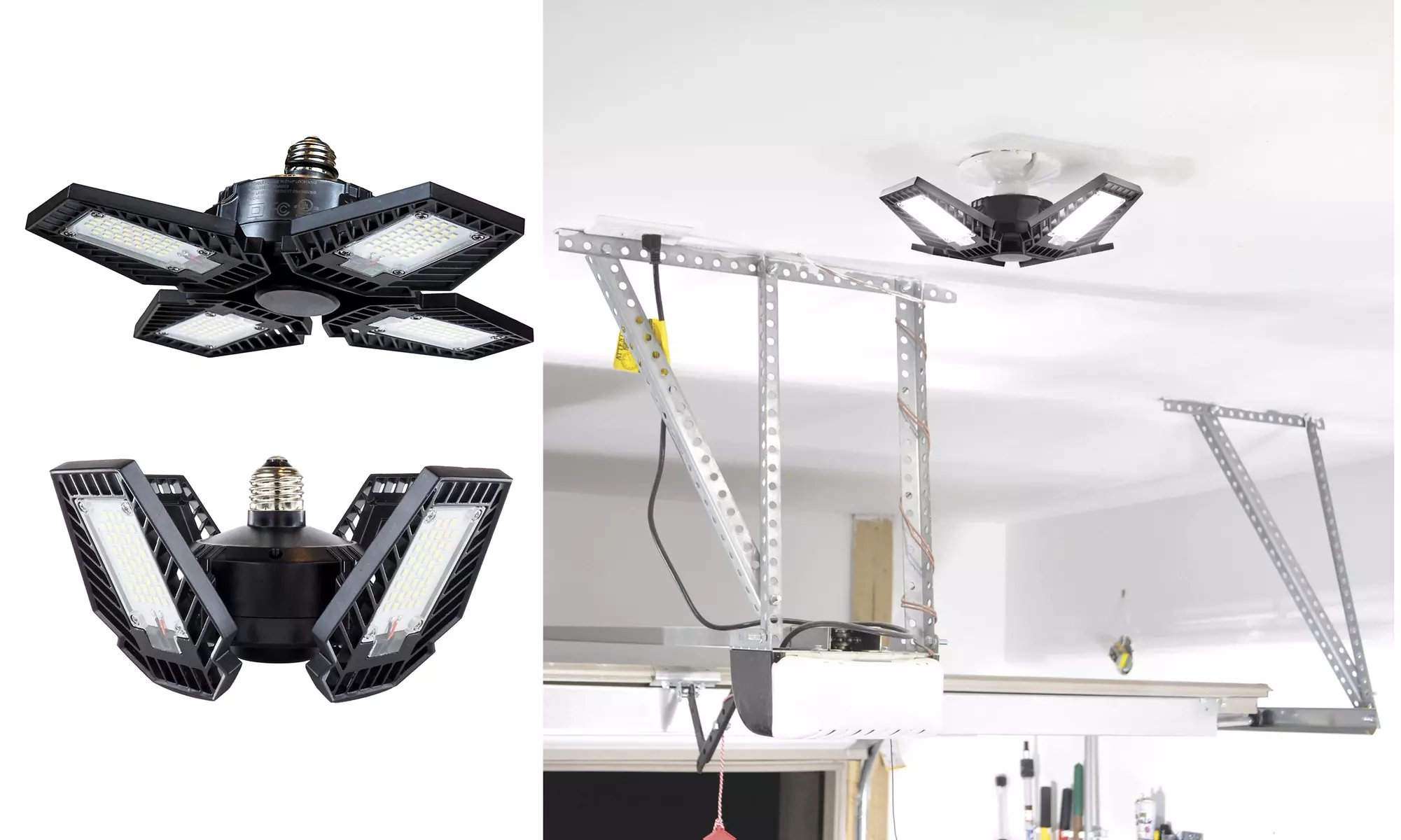 2 Pack - 12000 Lumen LED 4-Panel Adjustable Garage/Utility E26 Bulb - Second Medium