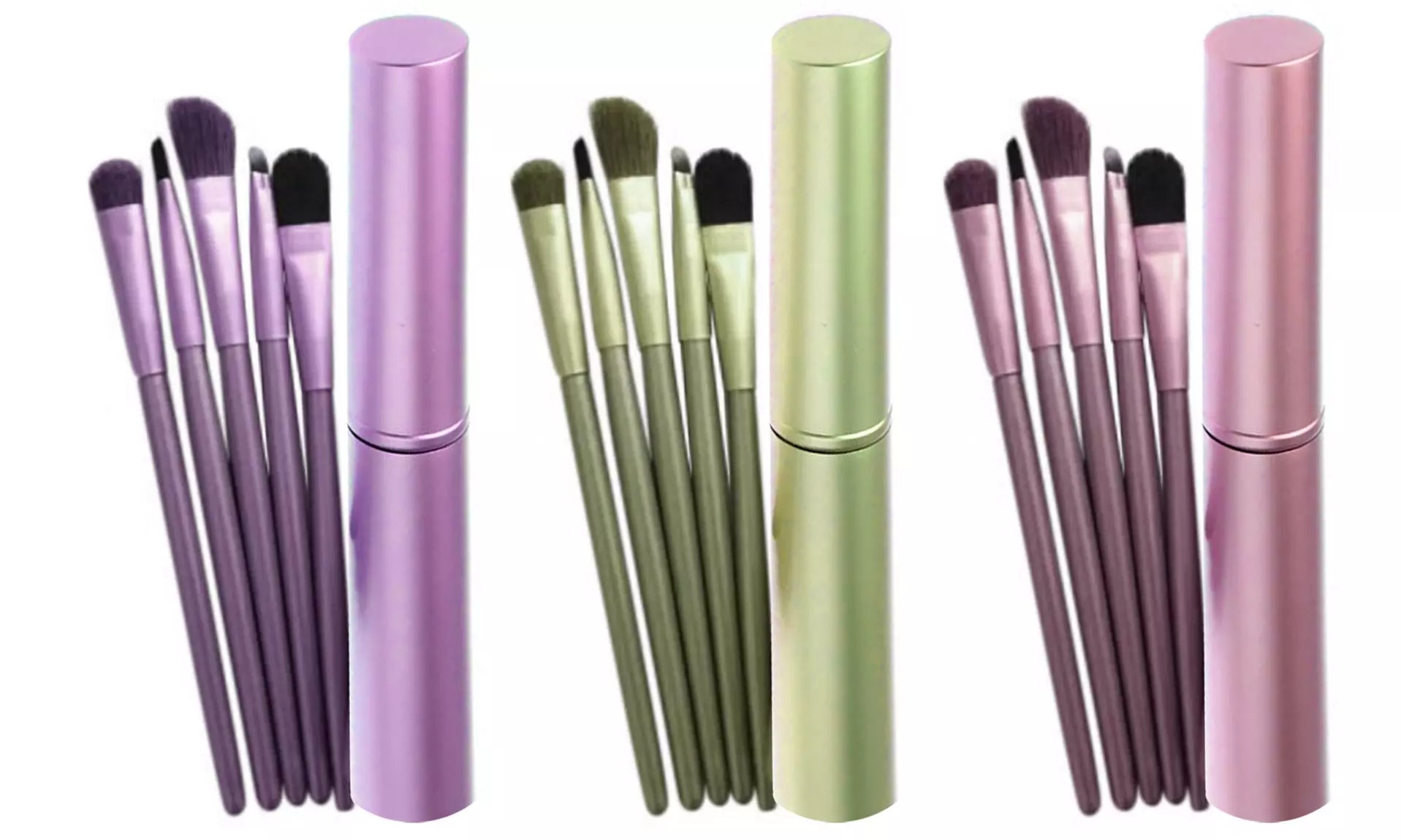 Superb Eyeshadow Makeup Brush Set with Tin Cylinder Case - 5 Piece 