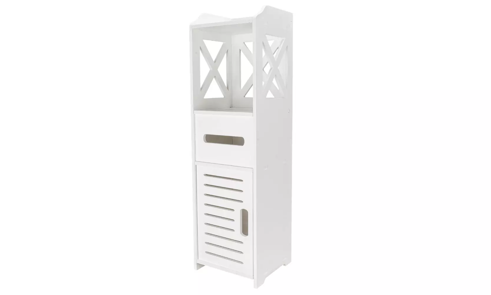 2-Tier Waterproof Single Door Locker Organizer Bathroom Storage Cabinet White - Primary Image