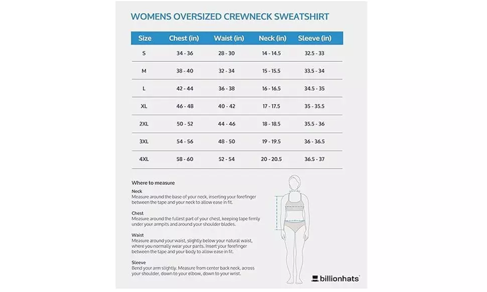 BILLIONHATS 3 Pack Womens Oversized Crew Neck Sweatshirt