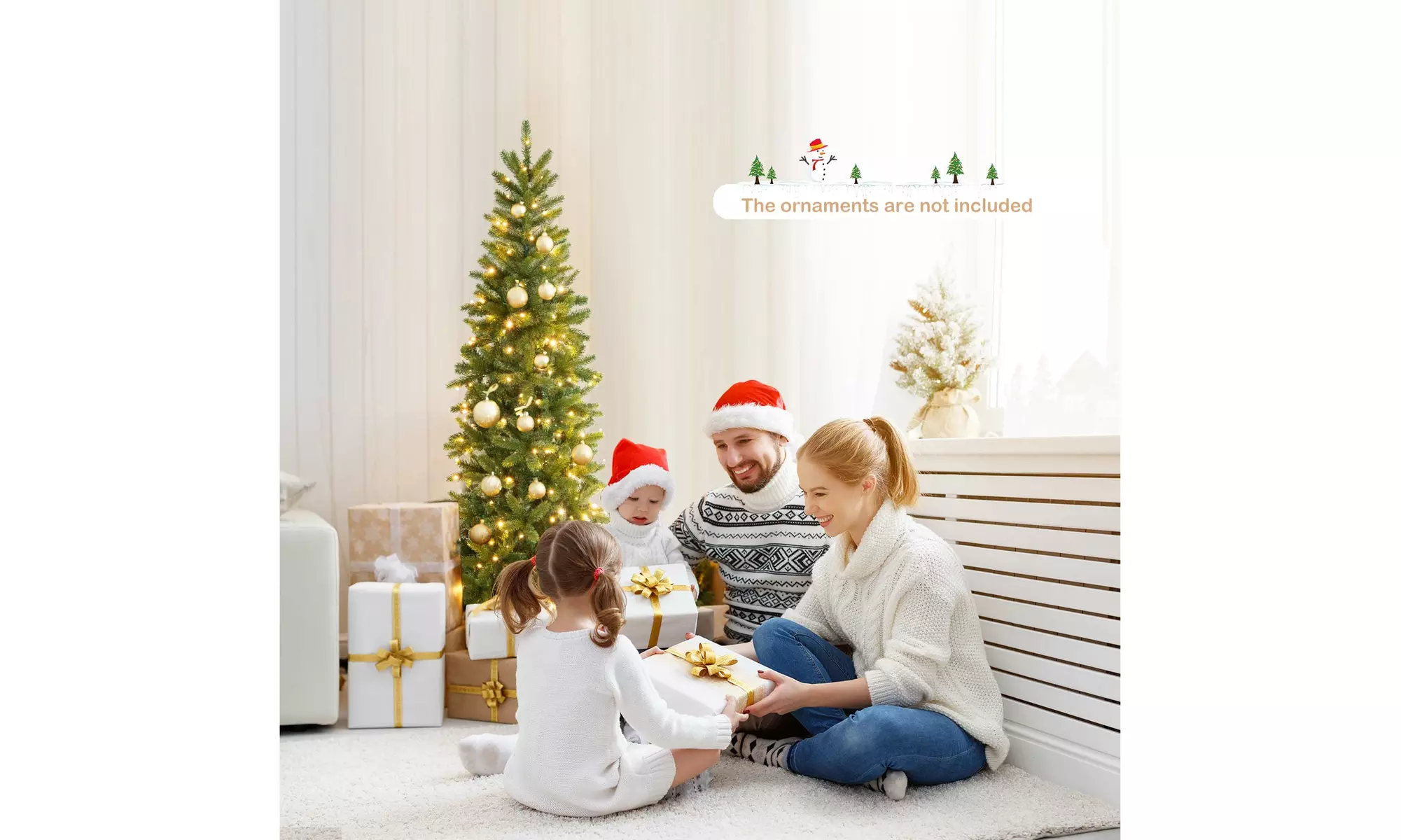 5FT Pre-Lit Hinged Artificial Christmas Tree With Multicolor Lights