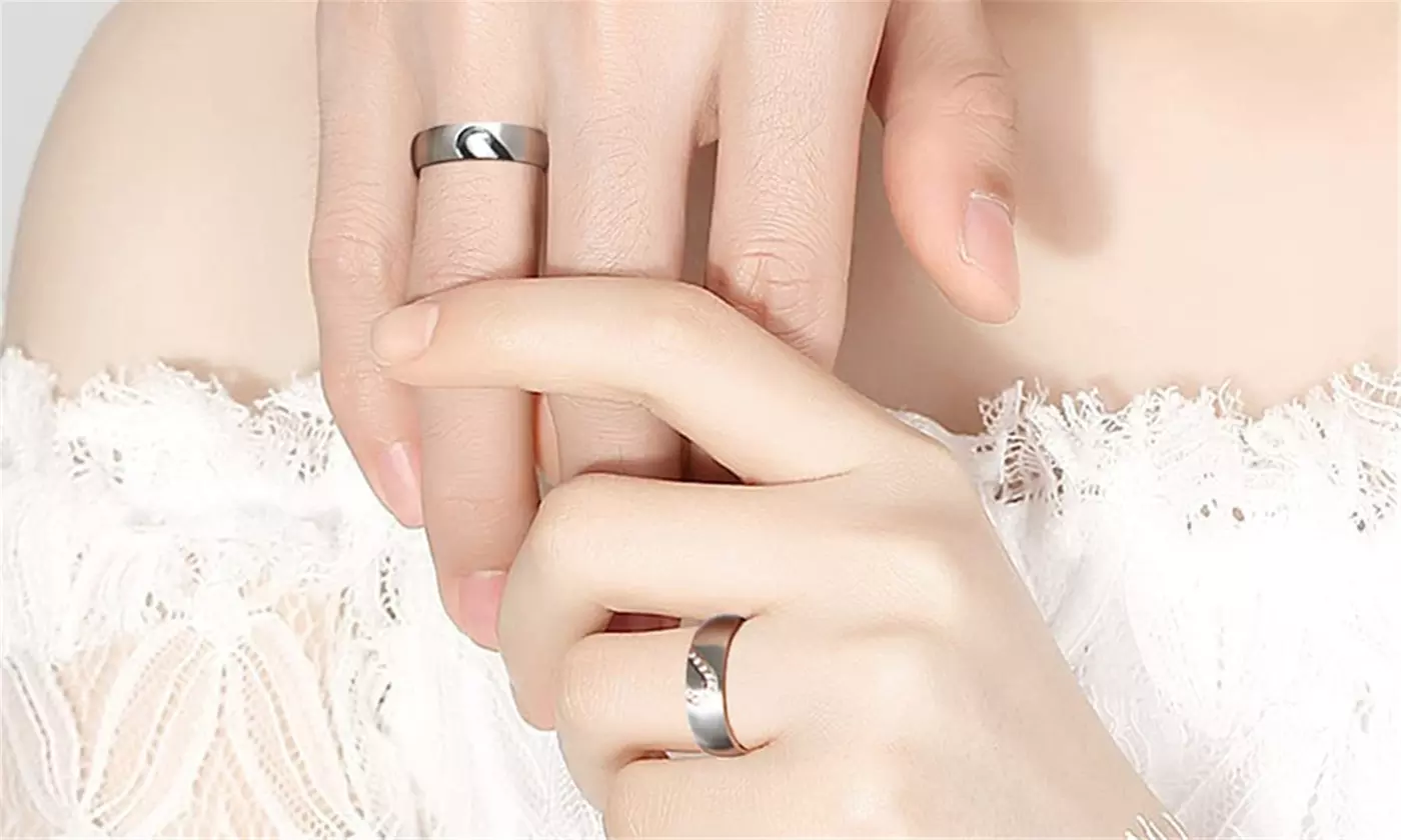 Couples Rings Set for Him and Her Half Heart Rings Stainless Steel 6mm A Pair