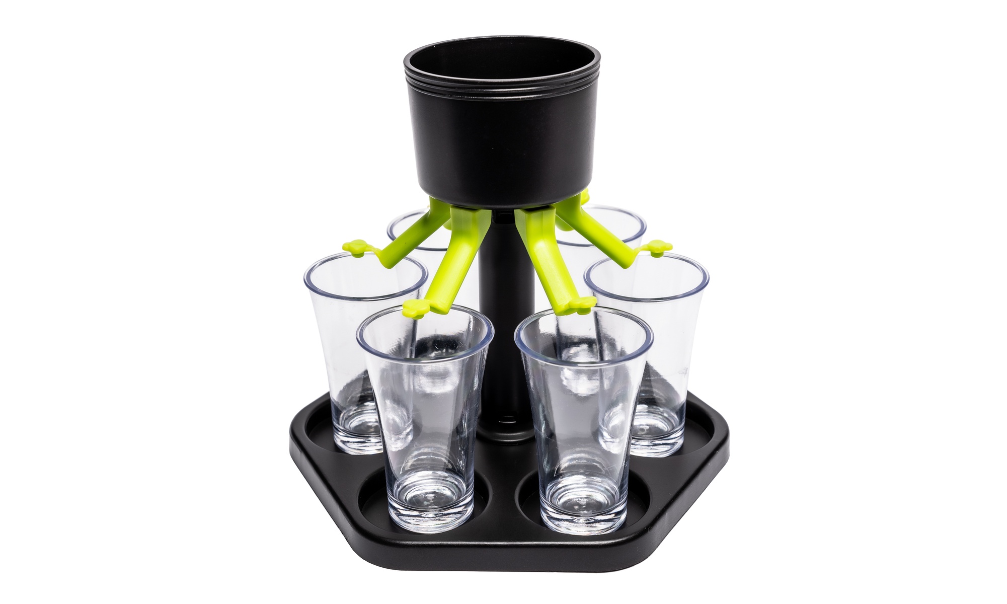 6 Shot Liquor Dispenser/Holder Set with 6 Shot Acrylic Glasses