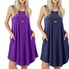 Image 1: Women's Sleeveless Casual Swing Dress Round Neck Loose T-Shirt Dress Pockets