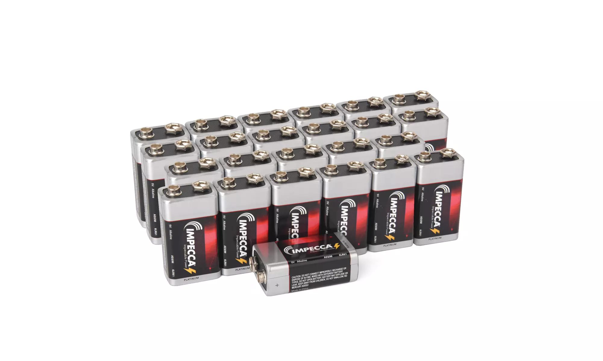 IMPECCA 9 Volt Batteries 12-24 pack  Alkaline Battery High Performance - Primary Image