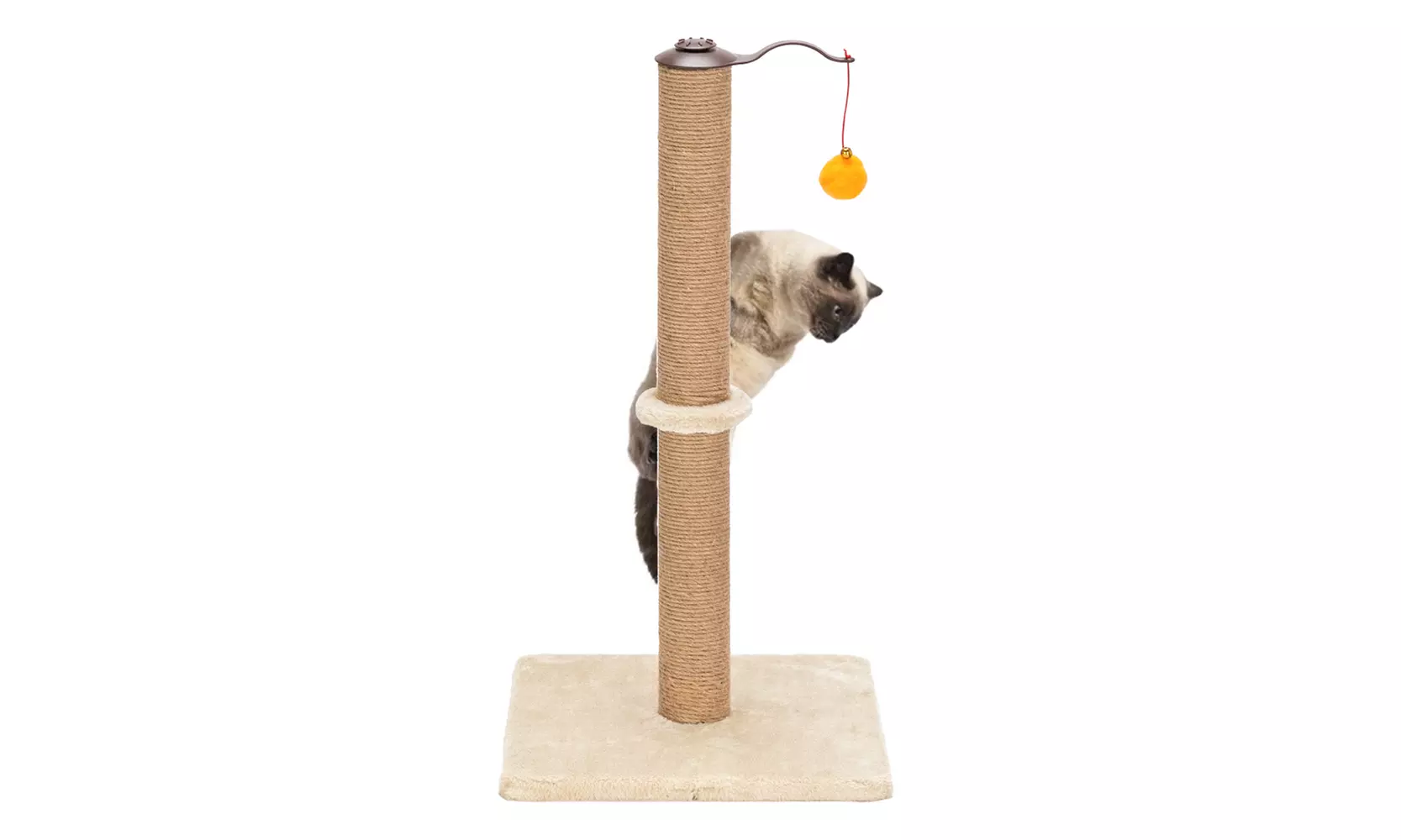 26" 360-Rotatable Cat Climb Holder Tower Scratching Sisal Post  with Two Toys - Primary Image