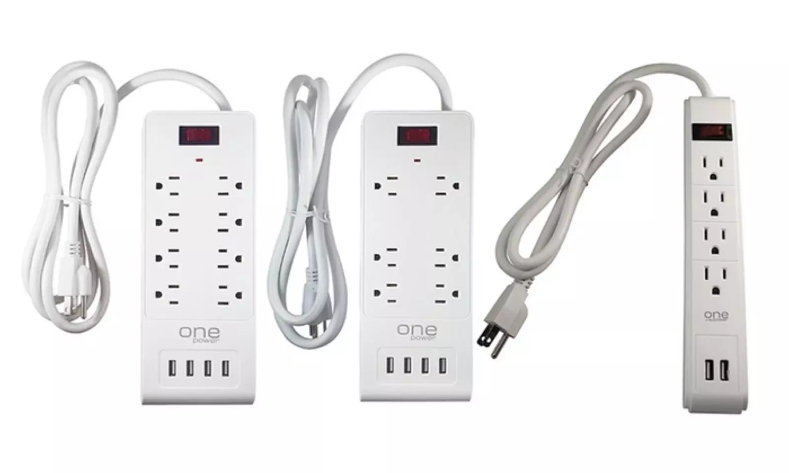 4-, 6-, or 8-Outlet Power Block Surge Protector with USB Ports - Primary Image