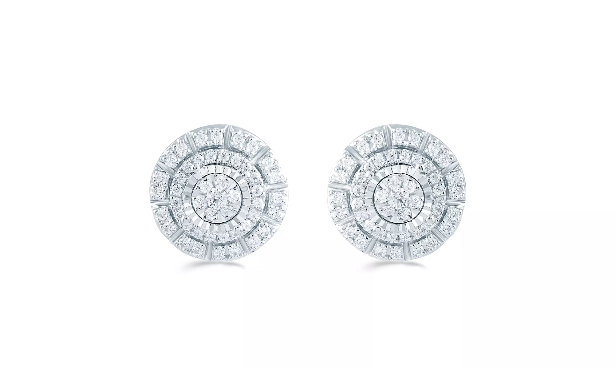 1/2Ct TW Diamond Round Cluster Stud Earring in Sterling Silver by Fifth and Fine - Primary Image