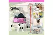 Pet Stroller 4 Wheels Posh Folding Waterproof Portable Travel Cat Dog Stroller - Second Medium