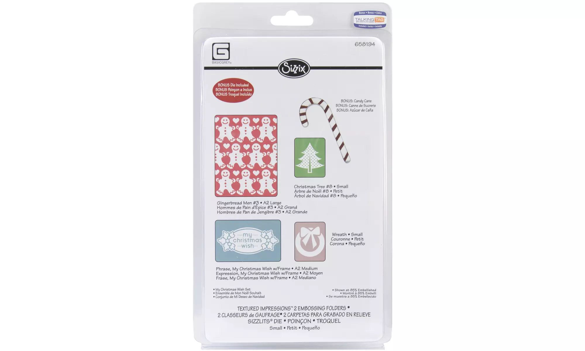 Sizzix Basic Grey Nordic Holiday Collection Sizzlits Die And Embossing Folder - Primary Image