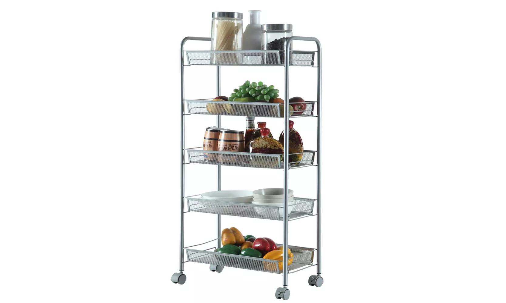 5 Tier Wire Mesh Rolling Cart - Second Medium