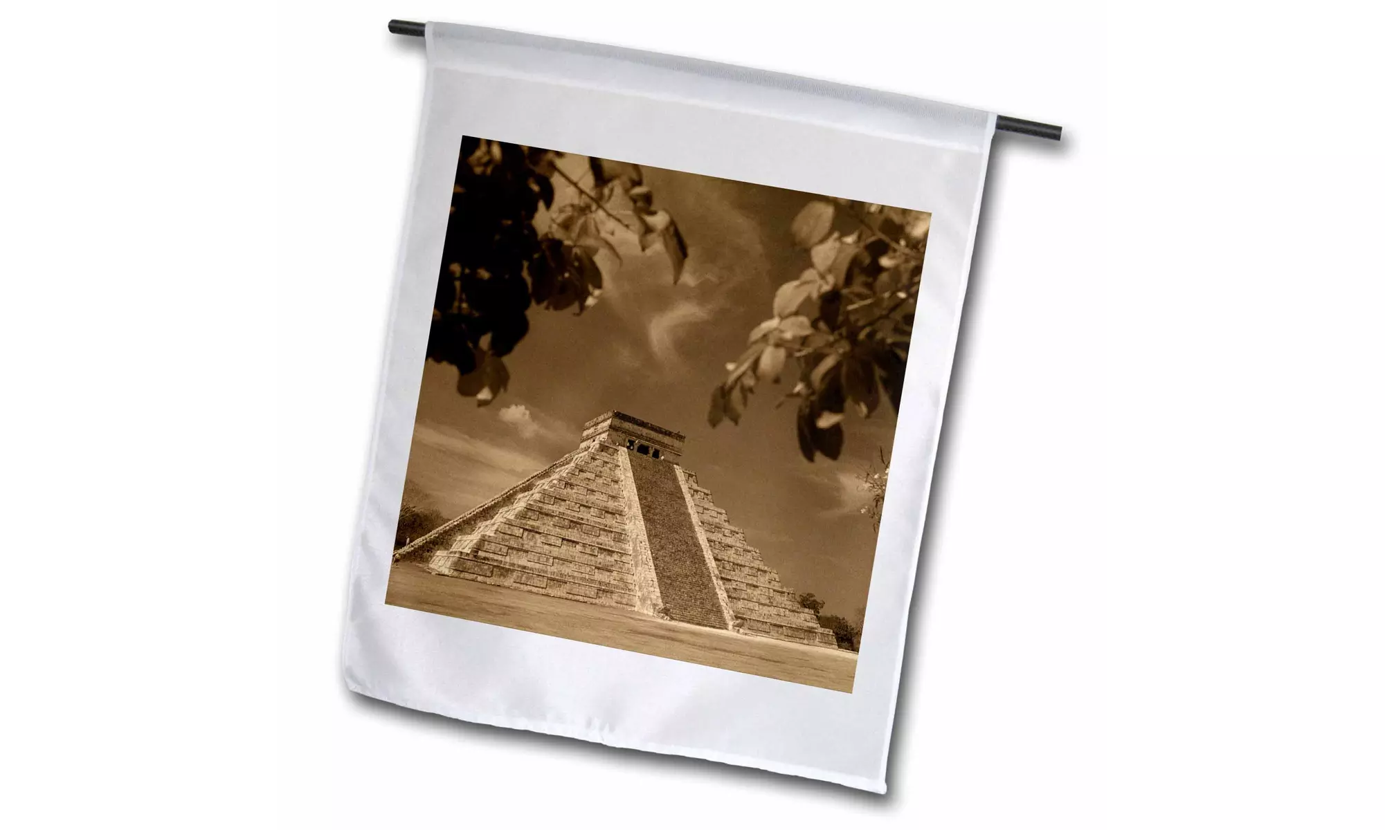  Garden Flag Mexico,Yucatan Peninsula, Chichen Itza, View of el Castillo pyramid - Primary Image