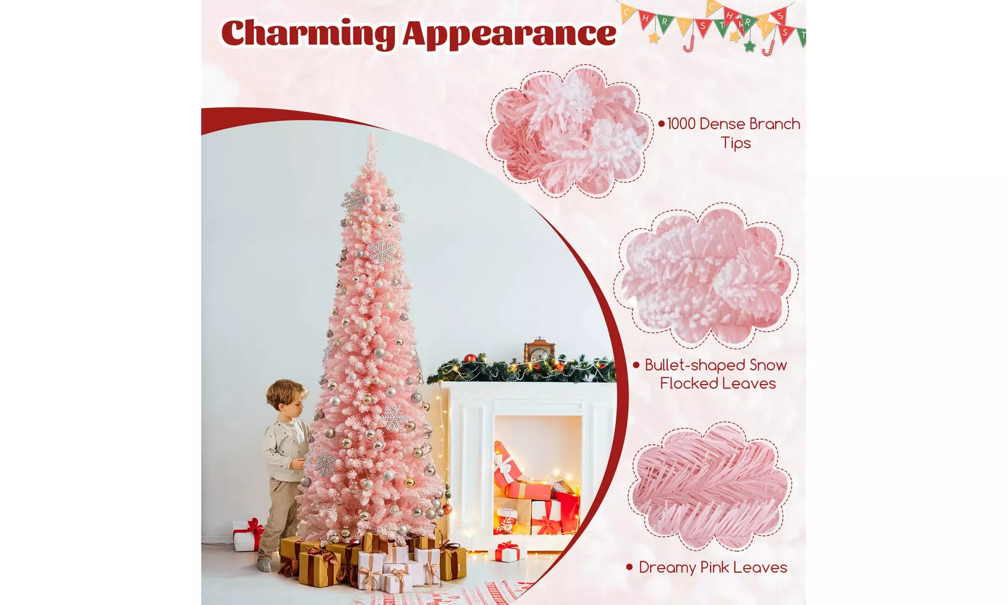 Costway 5/6/7/8 FT Artificial Christmas Tree with 328 Branch Tips Metal Stand
