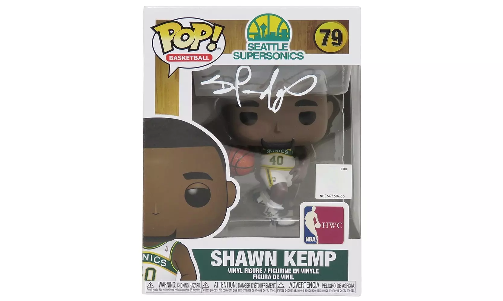 Shawn Kemp Signed Seattle Supersonics NBA Legends Funko Pop Doll #79 - Primary Image