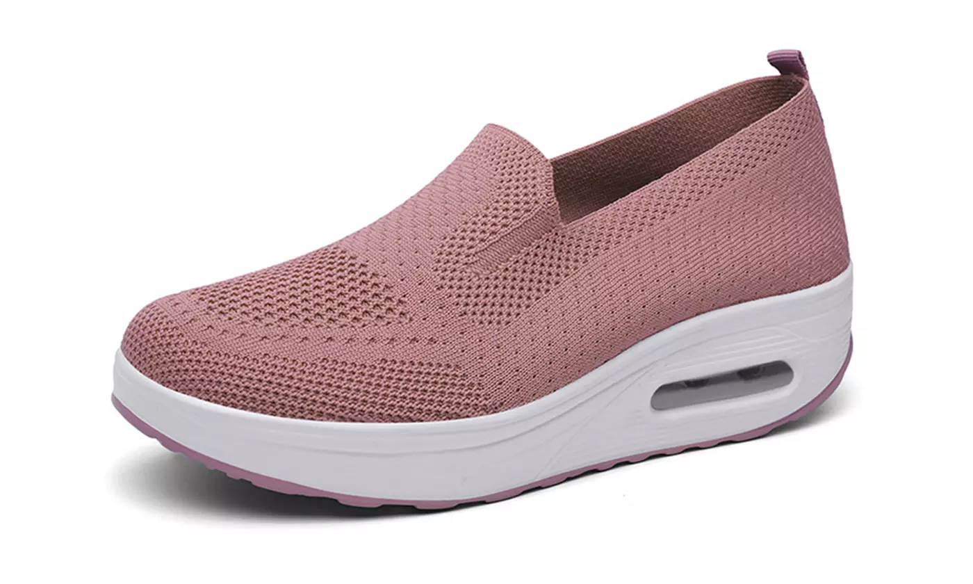  Women's Breathable Mesh Stretch Platform Cushion Sneakers