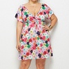 Image 2:  Women's Plus Size Short Sleeve Dresses Casual Print Drawstring Waist Midi Dress