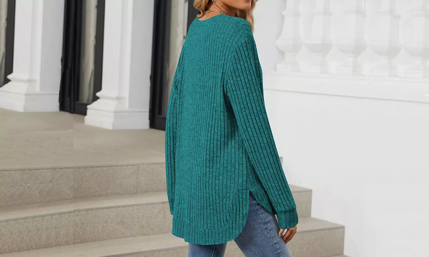 Women Fall Wintetr Casual Long Sleeve Tunic Sweaters Pullover Knit Jumper Tops
