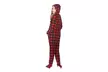 Hoodie Onesie Red & Black Buffalo Plaid Footie Pajamas for Kids - Second Medium