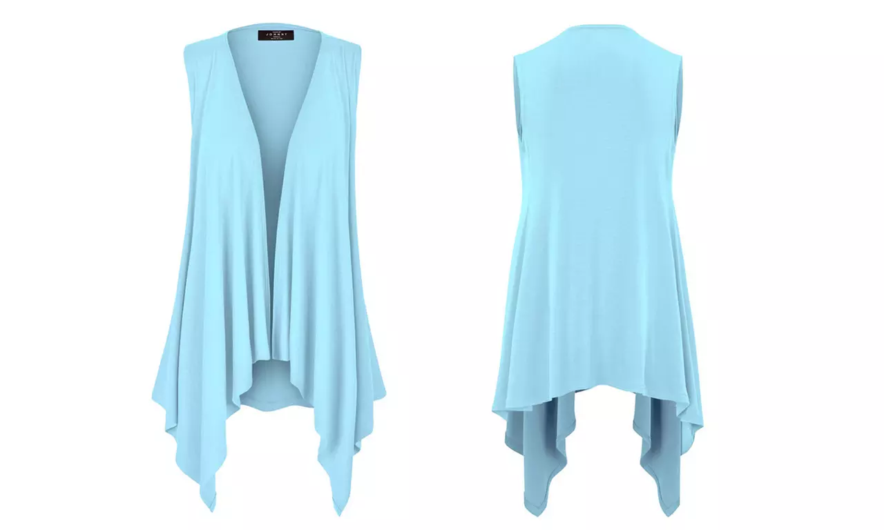 Women's Lightweight Sleeveless Solid Open Front Drape Vest Cardigan