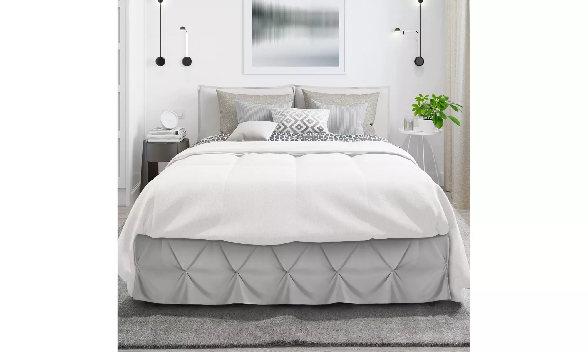 Nestl Pinch Pleat Bed Skirt - 14 inch Tailored Drop Pintuck Dust Ruffle