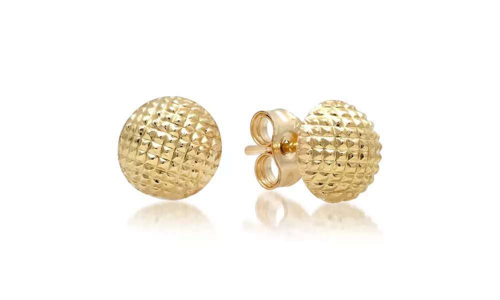 Textured Stud Earring In 14K Gold by Moricci