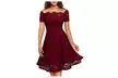Women's Boat Neck Vintage Floral Lace Cocktail Formal Swing General Dress - Second Medium