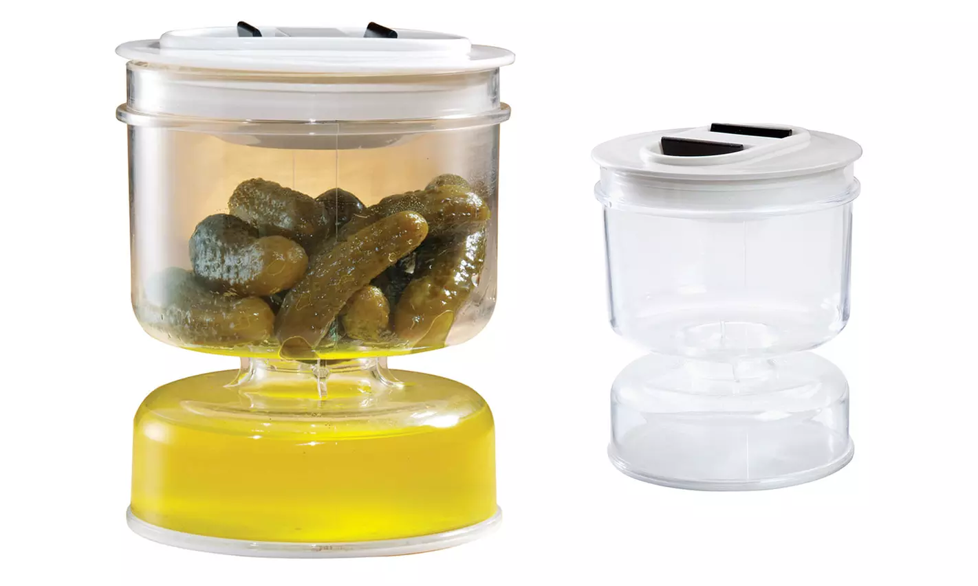 New 2 Flip Lid Jars Pickle Jar & Serve Stay Fresh - Primary Image