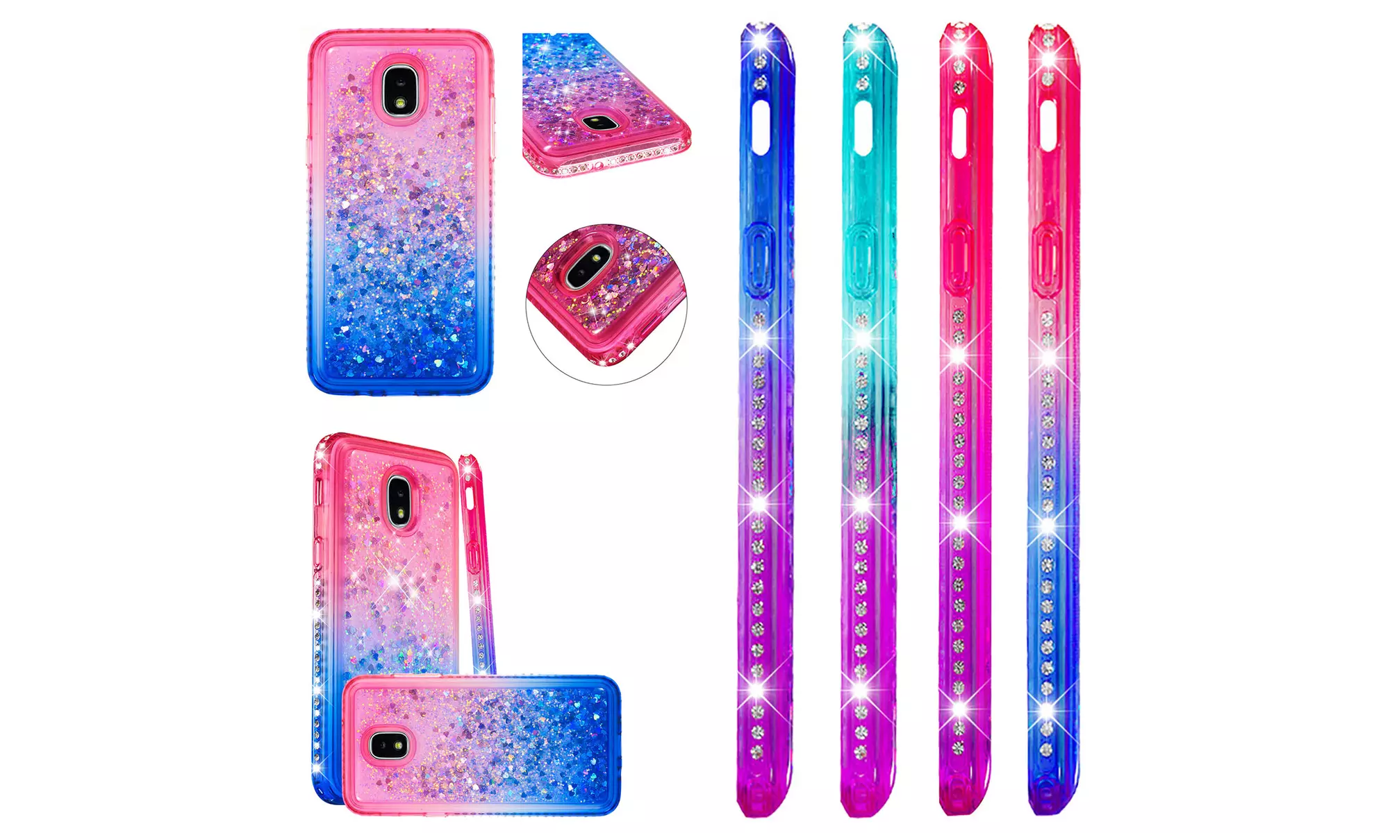 For Samsung Galaxy J3/J4 Plus/J7 Liquid Glitter Diamond Quicksand Phone Case - Primary Image