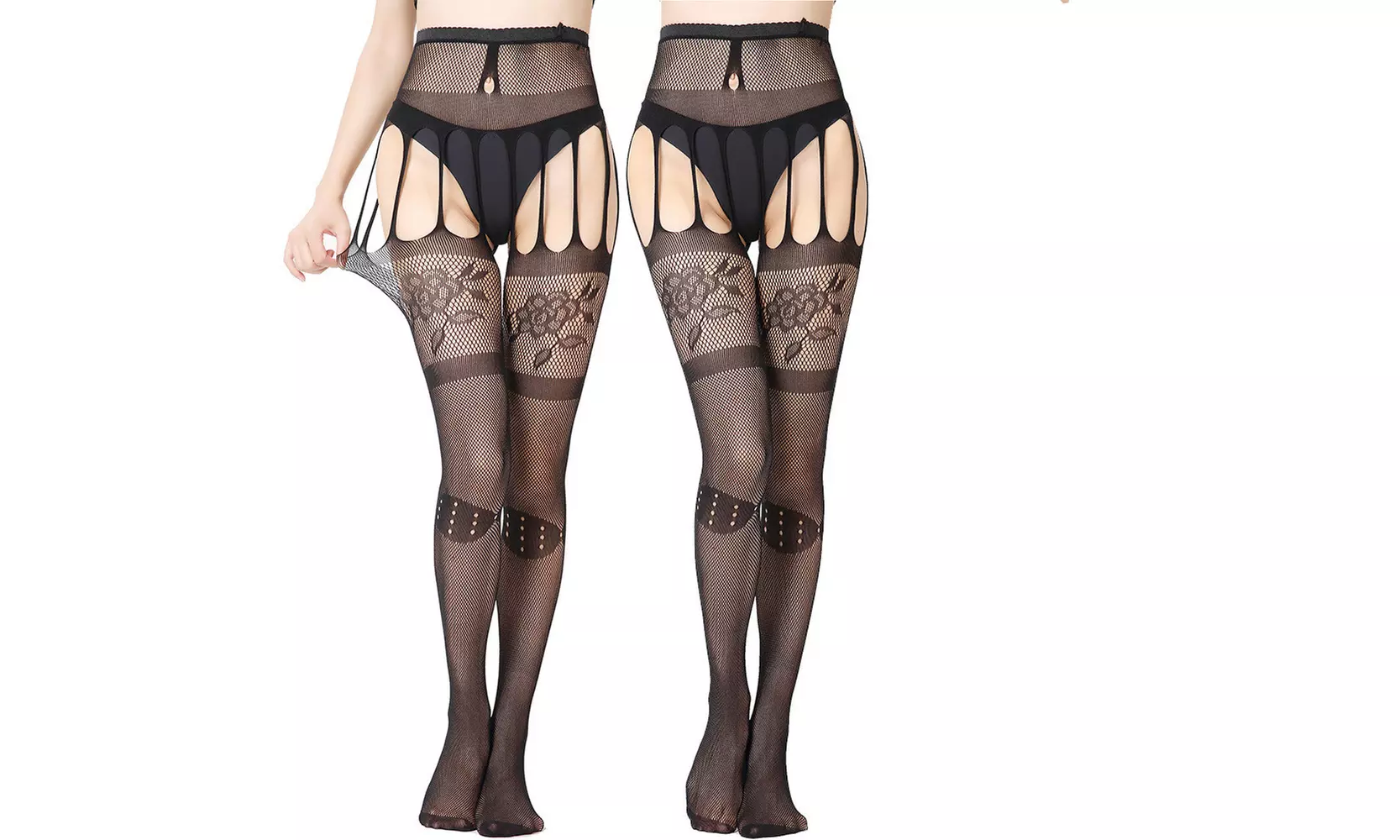 2-Pack Fishnet Tights Thigh High Stockings Pantyhose for Women