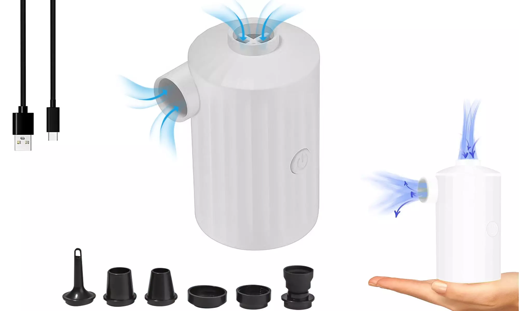 Portable Air Pump Mini Electric Vacuum Pump with 3600mAh Battery and 6 Nozzles - Primary Image