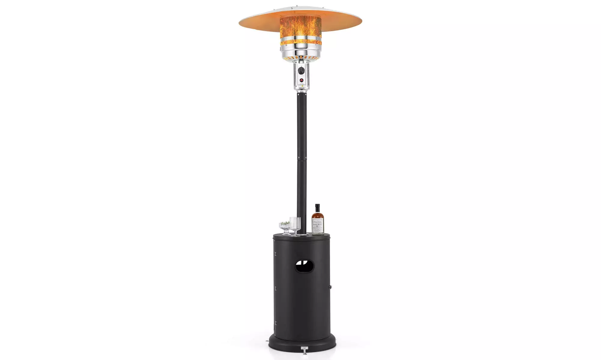 50,000 BTU Patio Heater with Wheels Round Table Design & Stainless Steel Burner
