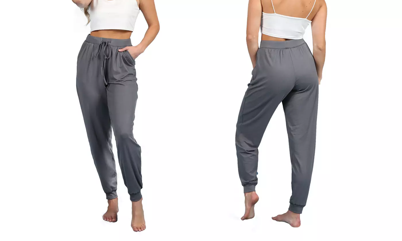 Doublju Women's Elastic Waist Drawstring Casual Jogger Pants - Second Medium