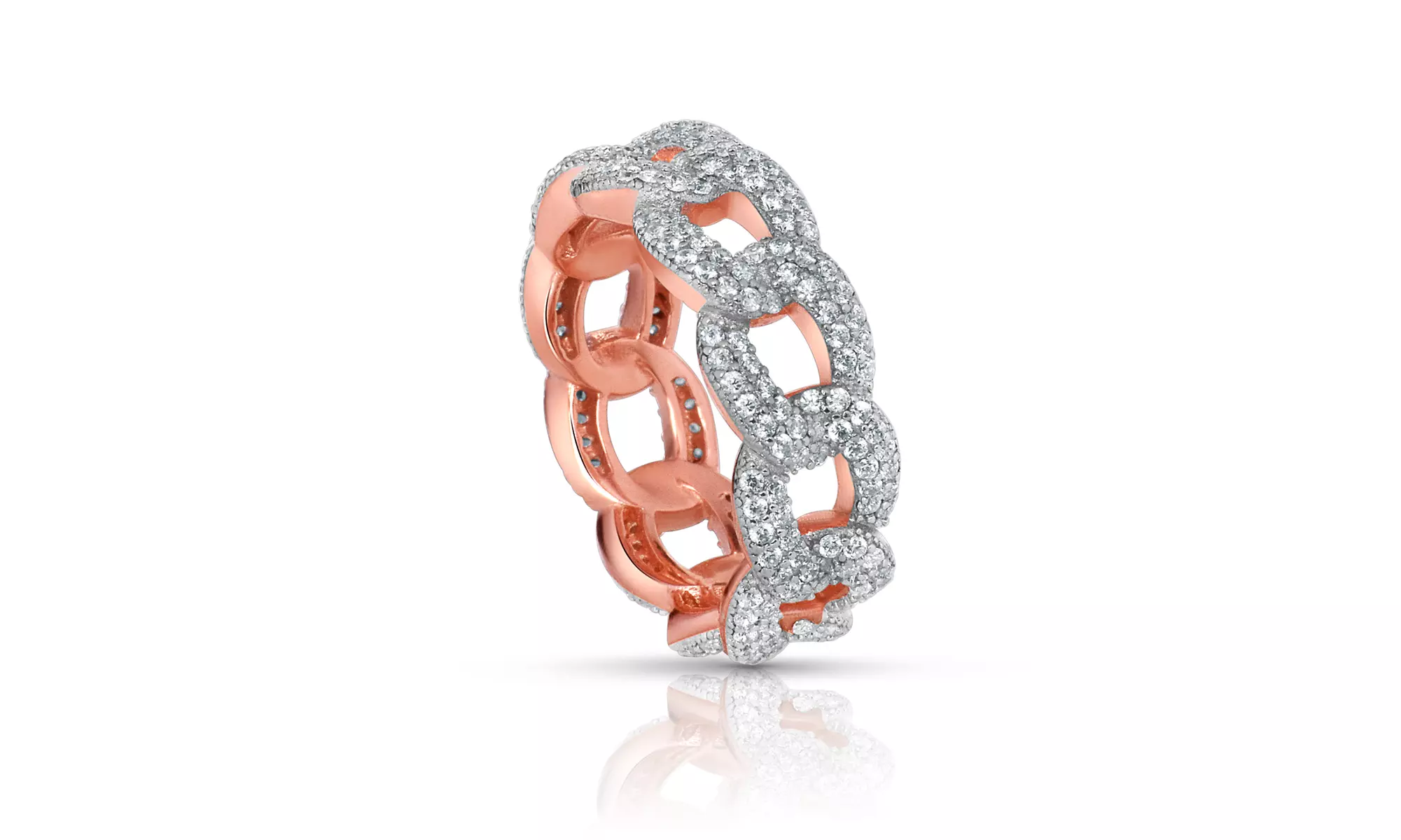 Crystal Curb Link Rings in Sterling Silver  - Primary Image
