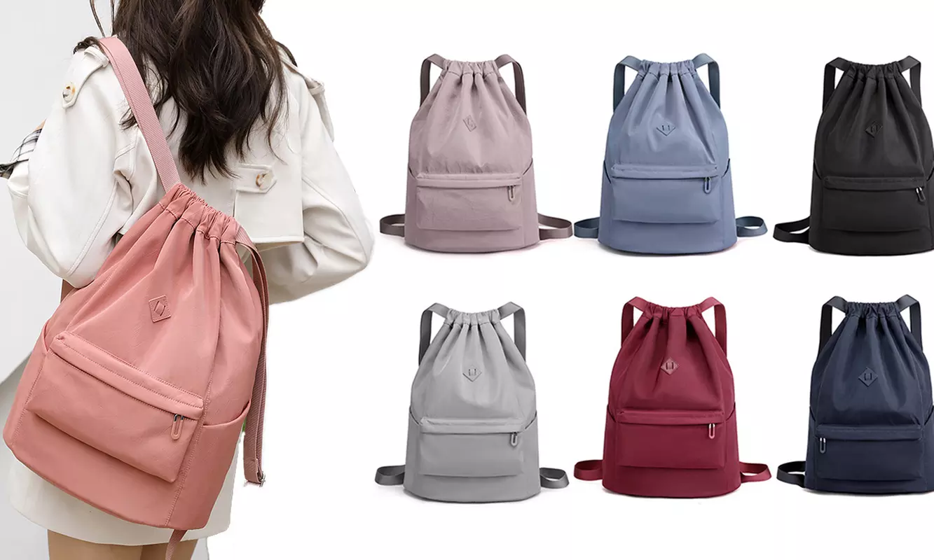 Water Resistant Drawstring Backpack Sports Gym Sack with Side Pocket