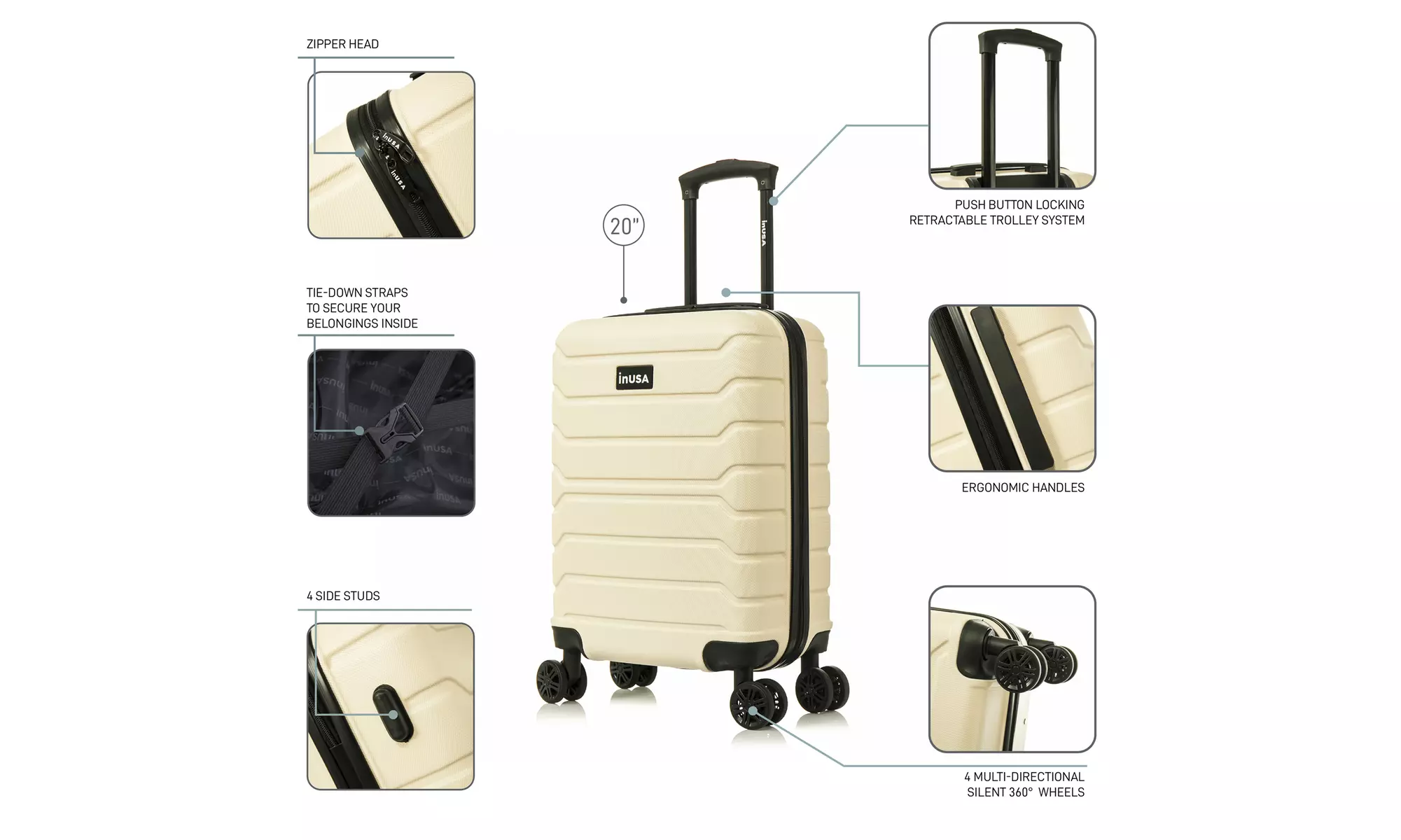 InUSA Trend lightweight hardside spinner luggage 20'', 24", 28" 