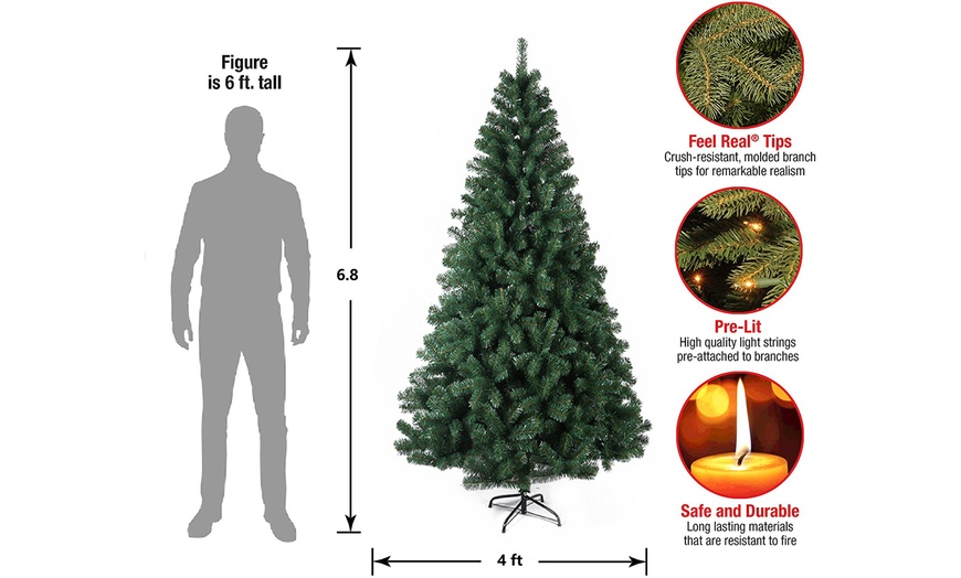 6.8ft Premium Artificial Holiday Christmas Pine Tree for Holiday Home ...