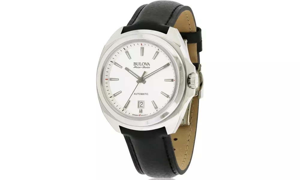 Bulova AccuSwiss Telc Automatic Leather Mens Watch 63B184 - Primary Image